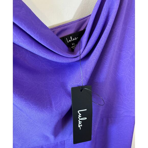 Lulus Alluring Extravagance Purple Asymmetrical Cowl Neck Jumpsuit Size XL NWT - Picture 7 of 8